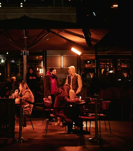 Restaurant glowing at night